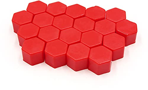 sourcing map 20stück 19mm Universal Radschraubenkappen Radschrauben Radmuttern Kappen Silikon Abdeckkappe für Auto Rot