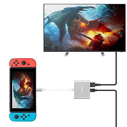TUTUO Adaptador USB Tipo C a 1080P HDMI para Nintendo Switch, USB C PD Puerto de alimentación, USB-A 3.0 Hub, Switch Dock HDMI Convertidor para Macbook Pro 2018 2017, Galaxy S10 Note 10 Plus