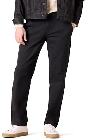 Amazon Essentials Pantalon Chino Extensible Style décontracté Coupe Droite Homme, Noir, 40W / 28L
