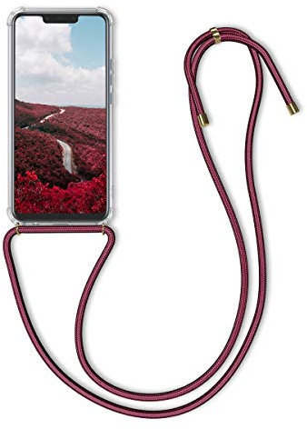 kwmobile Necklace Case kompatibel mit Huawei Mate 20 Lite Hülle - Silikon Cover mit Handykette - Band Handyhülle Dunkelrot