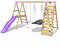 Rebo® Wooden Swing Set with Deck, Slide and Up and Over Climbing Wall - Quartz Pink | OutdoorToys | Kids' Outdoor Wooden Play Equipment for Gardens, Frame and Accessories Included, Weather Resistant