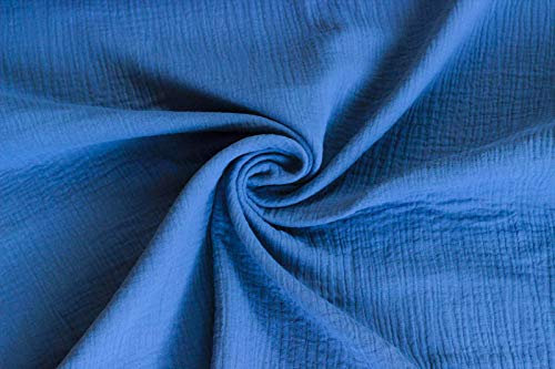 50x130cm Musselin Stoff uni Oeko-Tex zertifiziert Meterware Mulltuch Baumwolle, Farbe:brillantblau