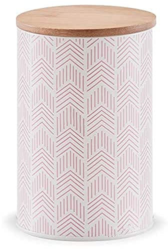 Zeller 19306 Vorratsdose, 1000 ml, Metall/Bamboo, rosa, ca. Ø 10,2 x 16 cm