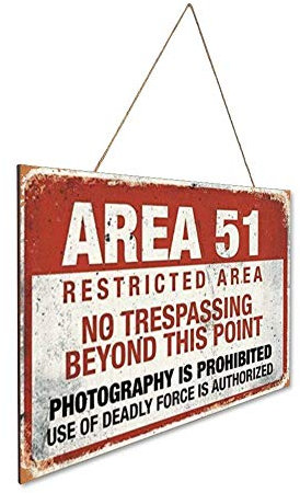 N/ A Area 51 Holzschild Plakette Holz Wandschild Hauptdekoration rustikale Vintage Familienkunst Willkommen Bild Poster Dekor Bar Café Schlafzimmer Hotel