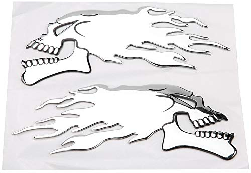 KIMISS Pegatinas 3D de calavera para moto y coche, decoración adhesiva en 2 unidades, diseño en relieve, vinilo resistente para personalización