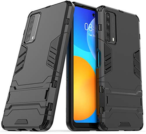 LXHGrwoH Cover per Huawei P Smart 2021, Custodia 2in1 Dual Layer Ibrida Morbido TPU 360° Full Body Protettiva Bumper, Rigida Plastica Armor Antiurto Protettiva Cover per Huawei P Smart 2021, Nero