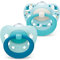 NUK Signature Schnuller | 0-6 Monate | BPA-freier Silikon Schnuller | BPA-freies Silikon | Blau | 2 Einheiten