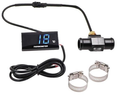 Termometro Digitale per Moto, Indicatore Temperatura Acqua Digitale Scooter per Sensore Digitale, Universale Misuratore di Temperatura dell'acqua (Blu + 18mm)