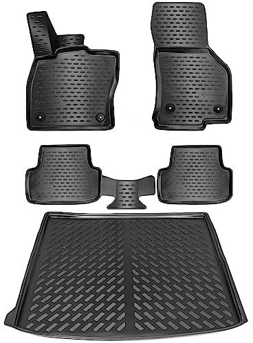 ELMASLINE 3D Gummimatten & Kofferraumwanne Set für VW Passat B8 Variant ab 2014 | Hoher Rand | Zubehör Fußmatten Kofferraum