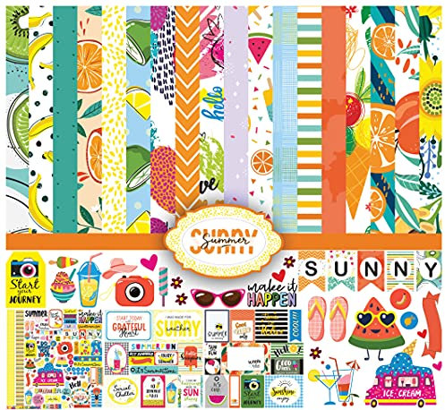 Inkdotpot Sommer Fruit Theme Collection Doppelt, Einseitiges Scrapbook Paper Kit Cardstock 12 X12 Kartenherstellung Von Papierpaket Mit Aufkleberblatt - 16 Seiten - Multicolor