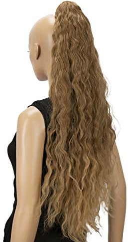 CAISHA by PRETTYSHOP 70cm Extralang Voluminös Gewellt Clip On Haarteil Zopf Pferdeschwanz Hitzebeständig Synthetik Hellbraun Mix H725