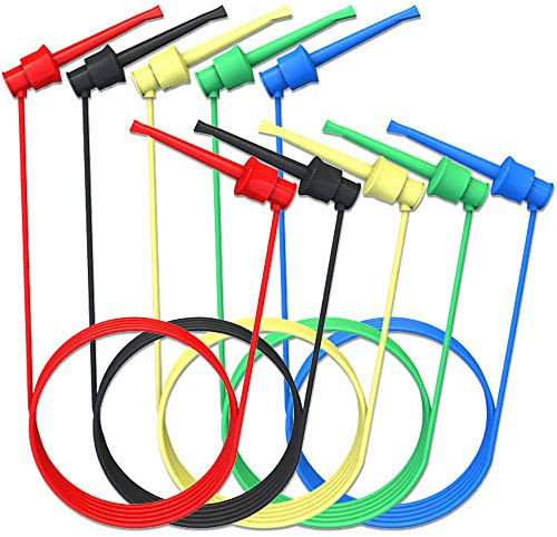Greluma 5 Pz Cavi di prova da Minigrabber a Minigrabber Cavi Doppio IC Test Ganci Clip Sonda Cavi di Prova in Silicone per Test Elettronici
