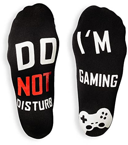 Gamer Gaming Socks, Gaming Gifts, Socks for Men, Novelty Socks (White 124) Small 1-4