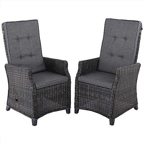 Raburg Gartenstuhl 4er Set Lena, Schiefer-BRAUN-MELIERT, Polster Schiefer, Relaxsessel/Hochlehner, Easy-AIR-Lift, stufenlos verstellbar, Alu & Poly-Rattan, Sitz- & Rückenkissen, Füße Akazie