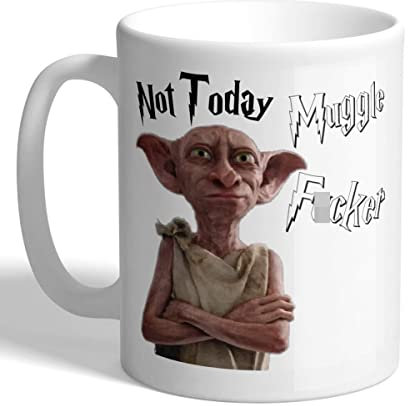 I Love Mugs - Not Today Muggle F*cker - Funny House Elf Mug, Ceramic, 11fl.oz.