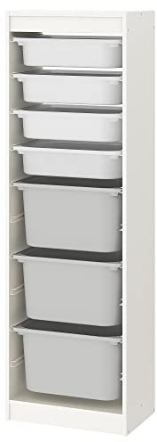 Ikea TROFAST Aufbewahrungskombination mit Boxen, 46x30x145 cm, weiß/weiß grau