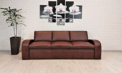 Quattro Meble Braunes Echtleder 3 er Sofa Oslo FS mit Schlaffunktion Ledersofa Echt Leder Granada Couch große Farbauswahl !!! (Breite 200 cm)