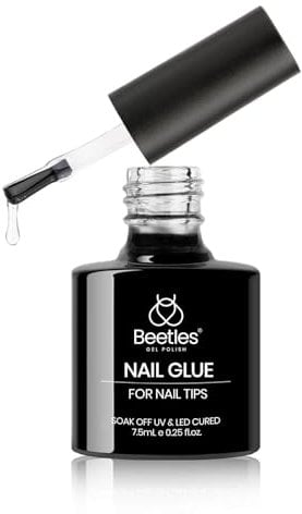 Beetles Nagelkleber Gel für Nagelspitzen, 9 in 1Nail Glue für transparente Acrylnägel langanhaltend Aushärtung erforderlich UV-für transparente künstliche Nagelspitzen und Nagelreparaturbehandlung