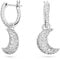 Swarovski Luna Orecchini Pendenti, con Cristalli Swarovski, Placcati in Tonalità Rodio, Bianco