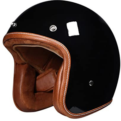 Casque Moto Vintage ECE Homologué Retro Moto Casque Bols Rétro Casque Scooter Homme Femme Demi Casque Coupe-Vent Casque pour Moto Vélo Scooter Équitatio O,XL