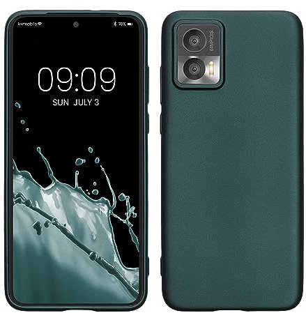 kwmobile Case kompatibel mit Motorola Edge 30 Neo Hülle - Schutzhülle aus Silikon metallisch schimmernd - Handyhülle Metallic Petrol