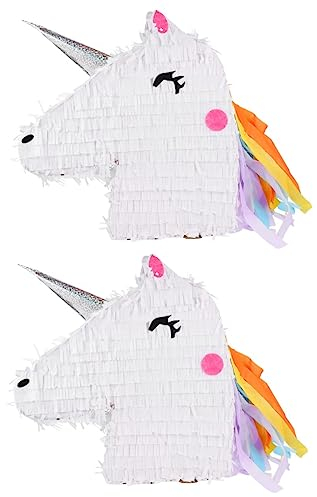 Toyvian 2 Stk Einhorn-piñata Geburtstagsfeier Piñata Geschlecht Offenbaren Piñata Pinata-bonbonfüller Pinata-stick Für Kinder Regenbogen-piñata Füllung Papier Weiß Wasserball Bankett