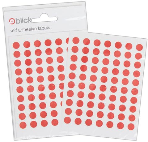 Blick Etiketten, Rot, selbstklebende Aufkleber, Farbpunkt, Kreise, 8 mm, 490 Etiketten, für Zuhause, Büro, Familie, Schule, Urlaubskalender Organisation, Planer, Belohnungstabelle, Farbcodierung