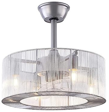 DATOZA 4 pcs Ventilador de techo de 18 con control remoto de luz Ventilador de araña LED de 3 aspas invisibles 3 velocidades