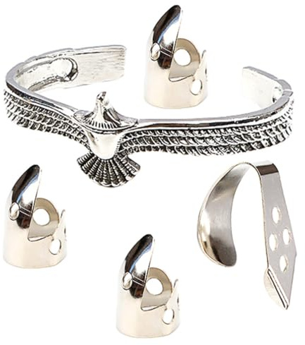 TOYANDONA Metal Finger Picks with Silver Bracelet for Guitar Classical Guitar Nail Finger Protection