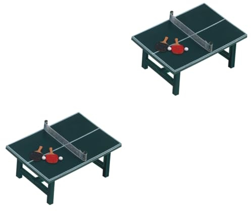 Vaguelly 2 Sätze Mini-tischtennisplatte Spielhausmöbel Puppenhausmöbel Spielzeug Miniatur-Tischtennis Miniatur-gartenspielzeug DIY-Spielzeug- Kind Harz Billardtisch Essen Spielen