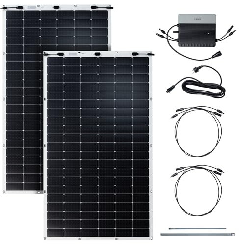 Bosch Solar 4000 P 600 W Balkonkraftwerk - Ultraleichtes (<6 kg) PV-Modul, Mikro-Wechselrichter und Montagesatz - Selbstmontage bis zu 22m, 2 PV-Module