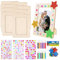 Silkwish 8 Stück Bilderrahmen Bastelset Holz,DIY Bilderrahmen Set Kinder,Rechteckige Bastelrahmen mit Bunte Glitzersteine und 12 Stück Aquarellstifte,für Kinder zum Basteln, Gestalten und als Dekoidee