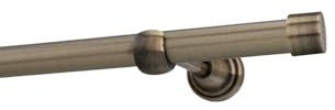 HDTL Gardinenstange Vorhangstange 19mm 1-läufig Wandmontage Messing Antik 600 cm Zoya