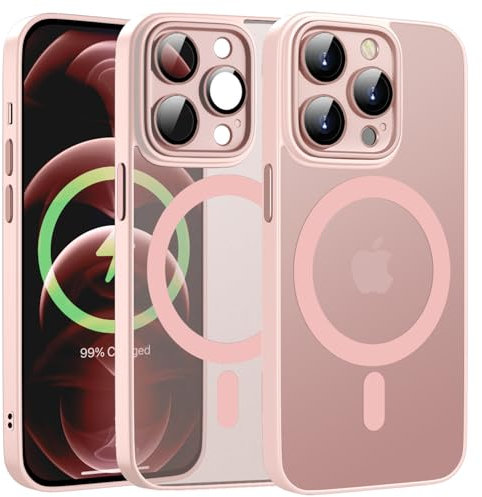 KPPIT Magnetic für iPhone 12 Pro Max Hülle für Magsafe, Handyhülle mit Magsafe Anti-Fingerabdruck Mattiert Durchscheinende Schutzhülle für iPhone 12 Pro Max case 6,7-Rosa