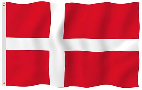 MOGADEE® Dänemark Flagge, 90 x 150 cm Dänemark-Fahne mit 2 Messing-Ösen, Strapazierfähige Fahne für Fahnenmast, Dänische Nationalflagge für Sportveranstaltungen Bar Partydeko Paraden