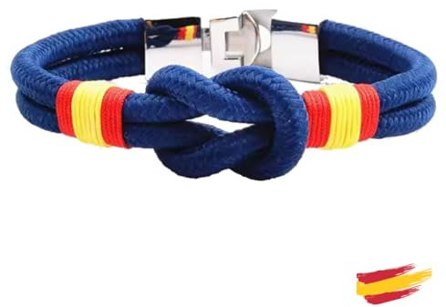 RA RETAIL AMZ Pulsera españa. Pulseras bandera españa hombre/mujer/Unisex+bolsa Pulsera bandera españa con nudo y herraje. 19 centímetros. Ajustable con nudo (1-2 cm)