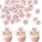 SYKYCTCY 40 Pack Edible Cherry Blossom Cake Toppers Cherry Flowers Cupcake Toppers Rice Paper Wafer Paper Cake Picks Baby Shower Bridal Shower Kids Birthday Party Cake Decorations Supplies