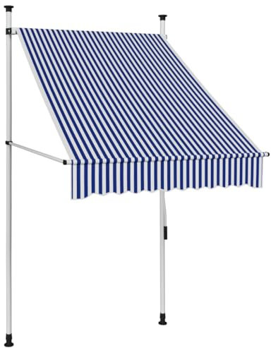 Home & Garden Markise, manuell einziehbar, 100 cm, blau und weiß gestreift