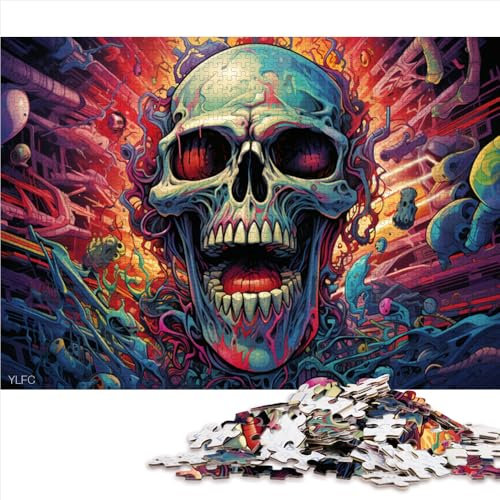 für Erwachsene 1000 Teile Puzzle-Geschenke, Psychedelic Skeleton World Papierpuzzle, Geeignet für Erwachsene und Kinder über 12 Jahre, pädagogische Herausforderung。Größe: 52X38cm