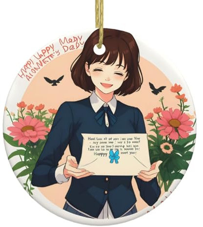 Happy Mother Day Stampa Albero di Natale Ceramica Appeso Ornamenti per la Casa Festa Vacanza Decorazione Forniture