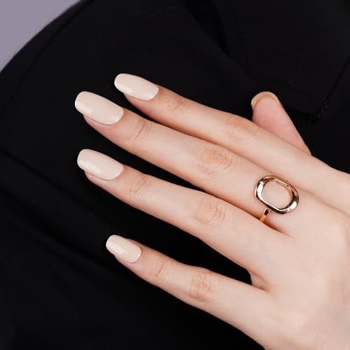 DANNI & TONI 28Pcs Semi Cured Gel Nail Strips,Solid Colour Soft Self-Adhesive Gel Nail Stickers(Gentle Nude),UV/LED Lamp Required Salon-Quality Gel Nail Polish Strips Manicure Stickers Set