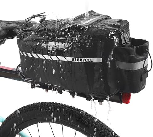 Kytpyi Fahrradtasche, Fahrradtaschen für Gepäckträger, 10L wasserdichte Fahradtasche mit 1 Verstellbarer Schultergurt Reflexband, Strapazierfähig Fahrradtasche Gepäckträger für MTB Elektrofahrrad