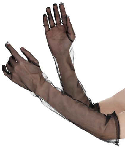 Lnngub 2 Stück/1 Paar Lange Handschuh für Damen, 52 cm Schwarze Lange Fäustlinge Sonnenschutz Lange Netzhandschuhe aus Polyester für Hochzeiten, Partys, Aufführungen, Tanzpartys, Täglich