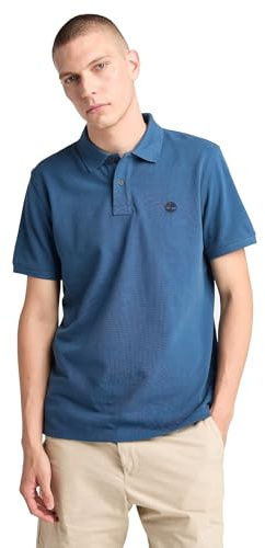 Timberland Mens Millers River Pique Polo T-Shirt - Short Sleeved (Dark Denim) L