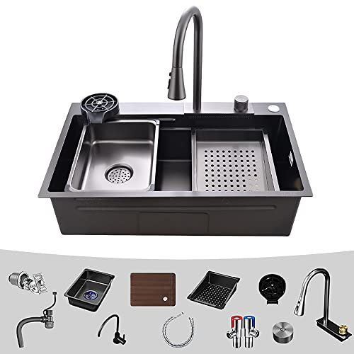 Fregadero bajo encimera Raindance Waterfall con arandela para fregadero Fregadero de acero inoxidable Fregadero de cocina de un solo tazón Fregadero para estación de trabajo Fregadero estilo granja