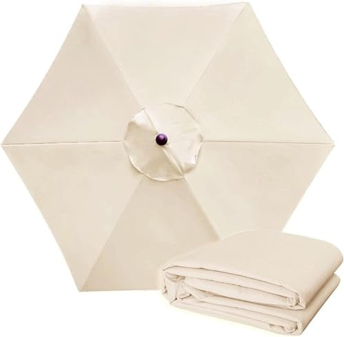 QIQVIV 2.0M/2.7M/3.0M Telo di Ricambio per Ombrellone da Giardino 6/8 Stecche Telo di Ricambio per Ombrellone Telo di Ricambio(White,(6Rib) 2m/78in)