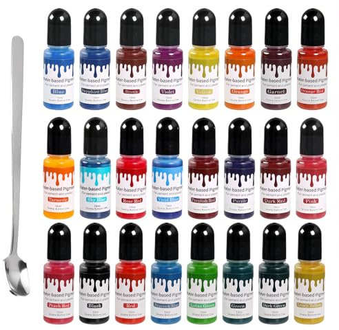 Farbpigmente für Gießpulver, 10ml x 24 Farben Set Farbe für Gießpulver Farbpigmente für Beton Modellbau Leicht Lösliches Pulver DIY und Kreativprojekte