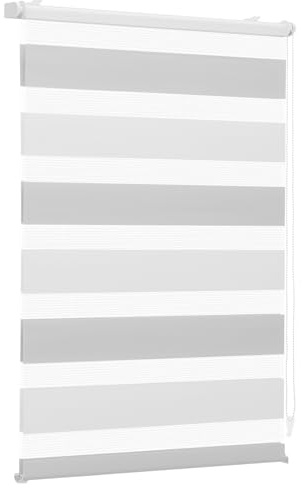 Sekey Doppelrollo Klemmfix ohne Bohren für Fenster, Zweifarbig Doppelrollo 130 cm breit, Duo Rollo Jalousie Sonnenschutz, 130x150cm, Weiß & Hellgrau