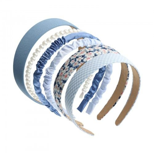 6er-Set Damen-Stirnbänder, Vielseitige Modische Haarreifen, Blau, Einheitsgröße
