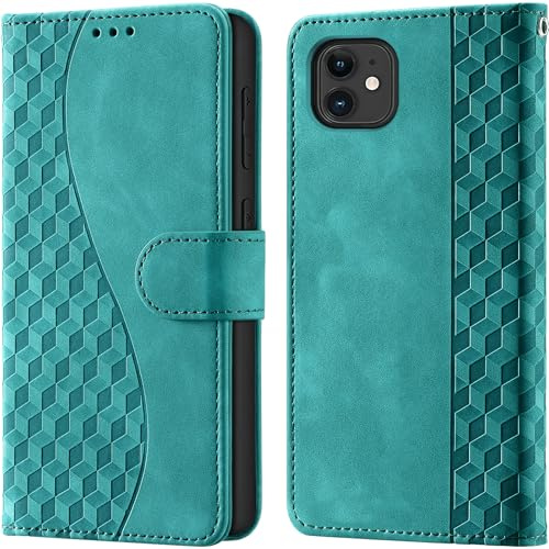 Wallet Flip Case for iPhone 12 / iPhone 12 Pro Leather Turquoise | RFID Blocking, 3 Card Slots & 1 Cash Pocket, Magnetic Closure, Kickstand, PU Leather Flip Cover for iPhone 12 / 12 Pro
